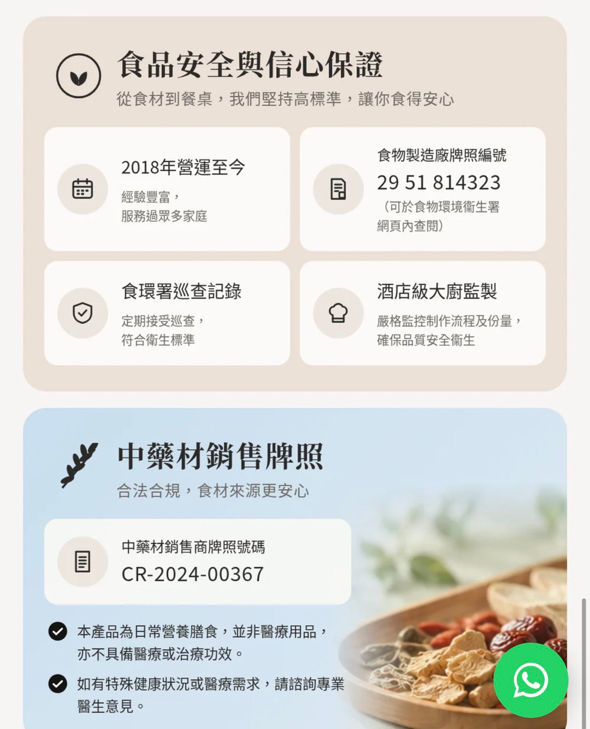 食品安全與信心保證／中藥材銷售牌照